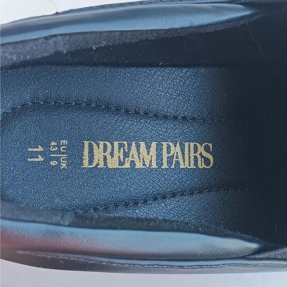 Dream Pairs Shoes Women's 11 Black Chunky 3-inch Heel Faux Leather
